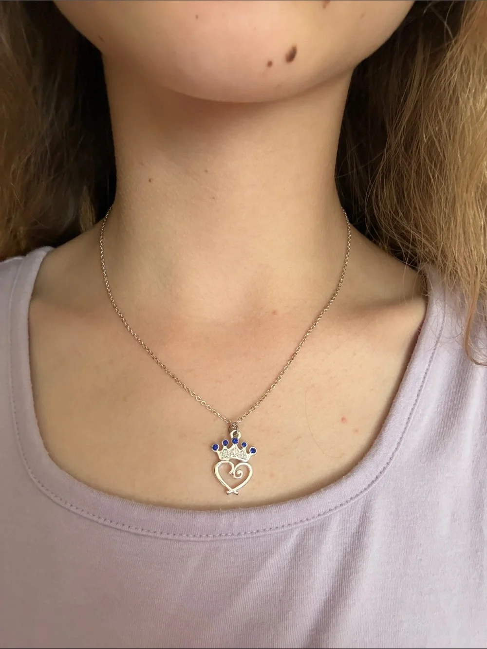 Heart with a Crown Necklace for Little Girls
